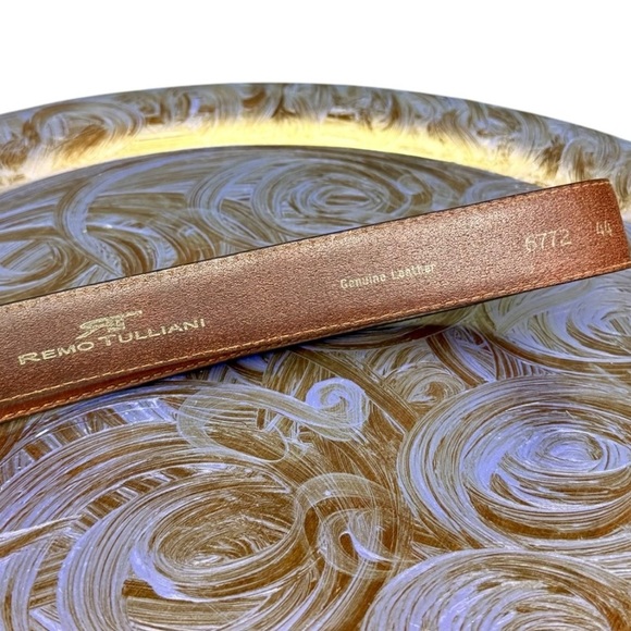 Remo Tulliani Classic Brown Leather Belt Size 44, Men's Brown Leather Belt - Picture 6 of 10
